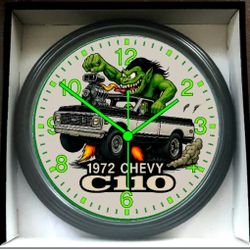 1972 Chevy Pickup Truck Short Bed Glow In The Dark Wall Clock New!