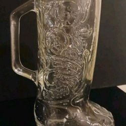 Vintage Glass Cowboy Boot Mug Root Beer Mug Cold Beer Mug Western Boot Mug   8"