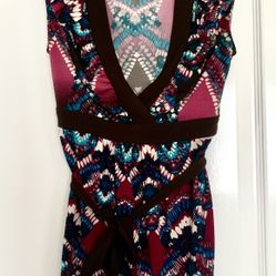 Blouse Women’s Top Sleeveless Ruffle Multicolor Blouse Top Takara Size M