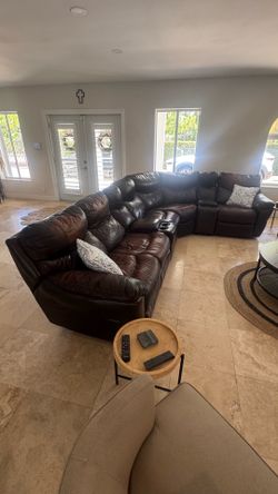 Leather section recliner