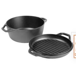 Lodge Cast Iron Double Dutch Oven 6 Quart