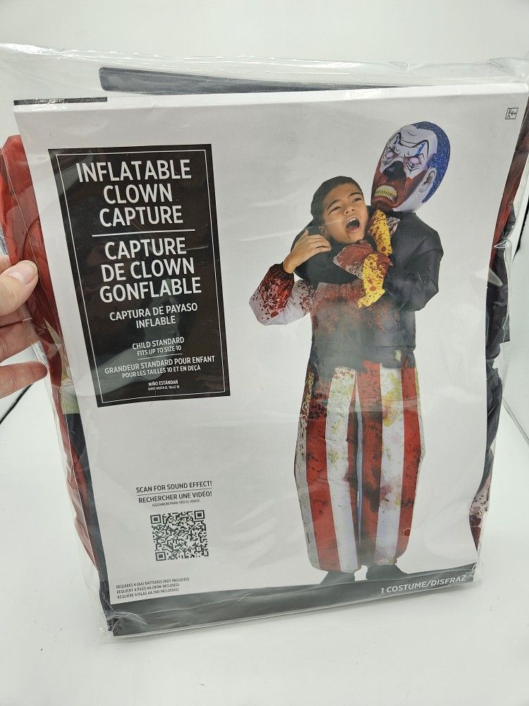 NEW ~ INFLATABLE CLOWN CAPTURE ~ HALLOWEEN COSTUME ~ FITS UP TO CHILDS SIZE 10