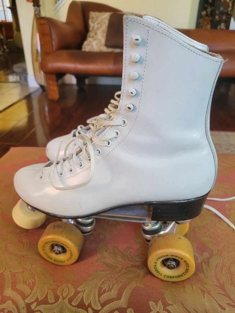 🎀 Vintage Riedell White Leather Roller Skates – Women’s 6.5 🛼
