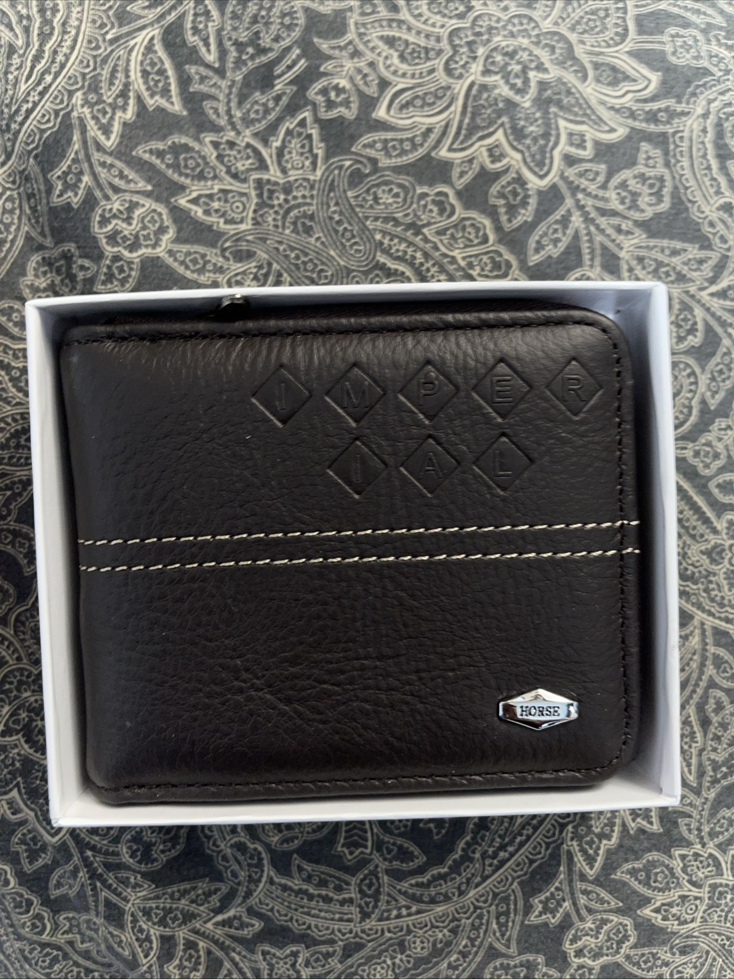 Genuine Leather Mens Wallet Horse Imperial Dark Brown