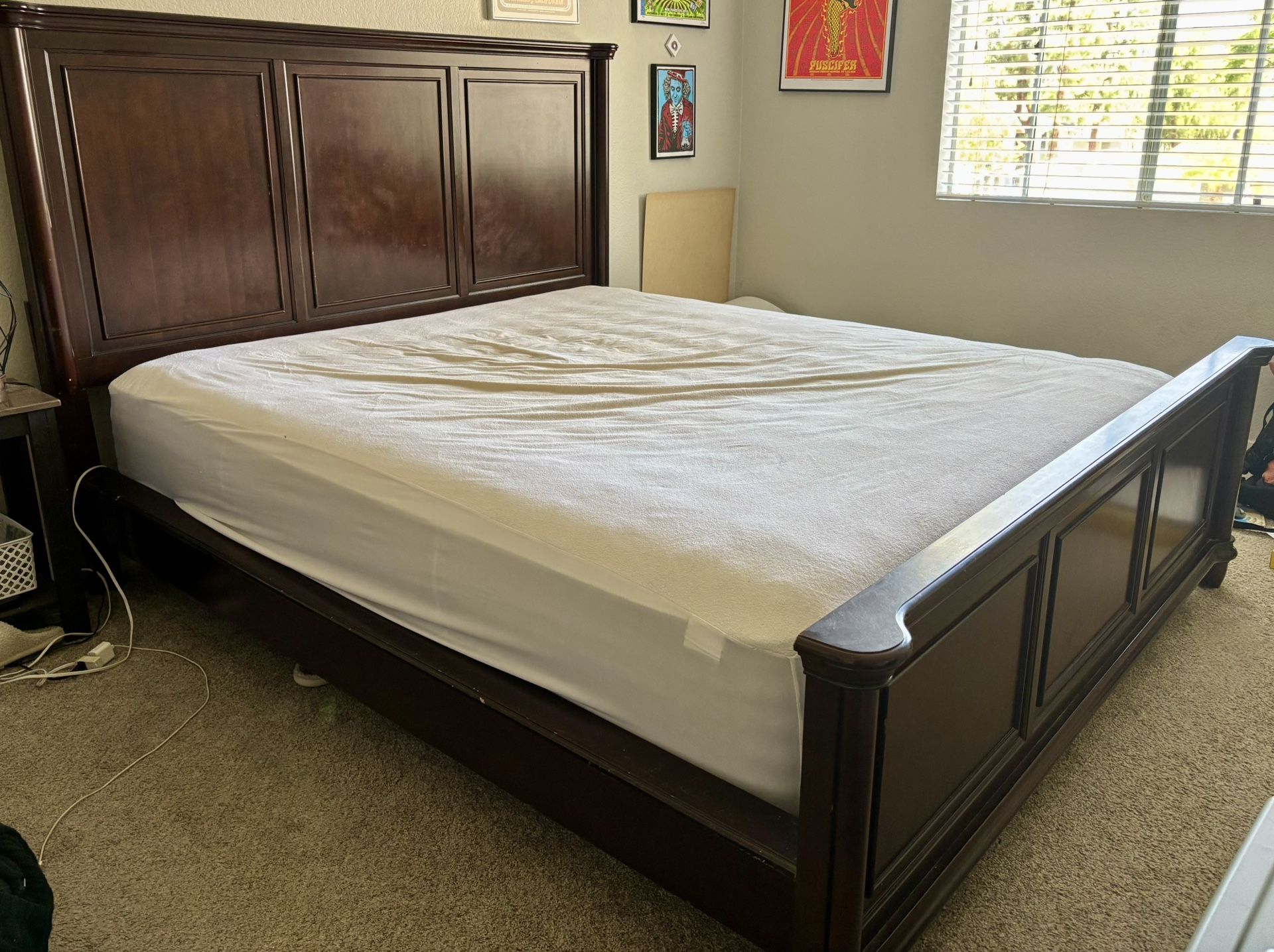 Cali King Bed Frame Dark Wood