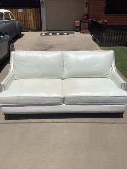 White Faux Leather Sofa Couch