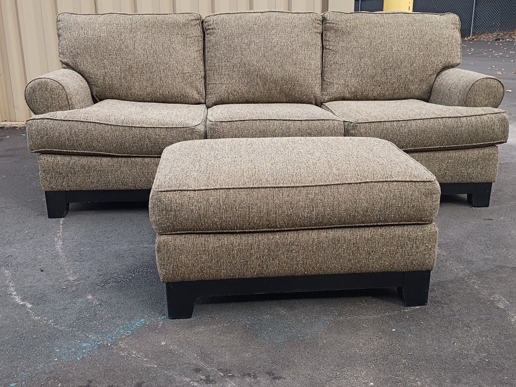 Textured Woven Fabric Couch+ Ottoman +;Delivery 