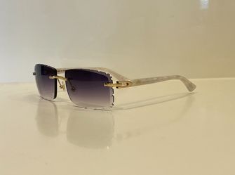 White Cartier Buffalo Horn Sunglasses Gold Glasses
