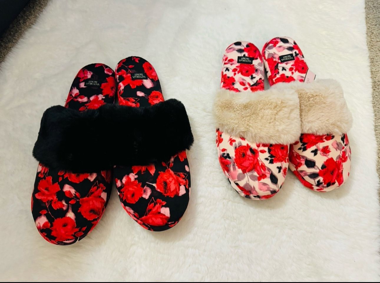 Victoria’s secret slippers, Closed Toe Slides, Pink Florals Size M