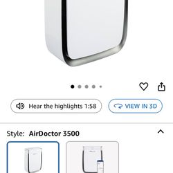AIRDOCTOR AD3500 Air Purifier for Home and Large Rooms Up to 1260 sq. ft. 2x/hour | UltraHEPA, Carbo