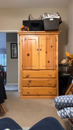 Wood Armoire with Drawers