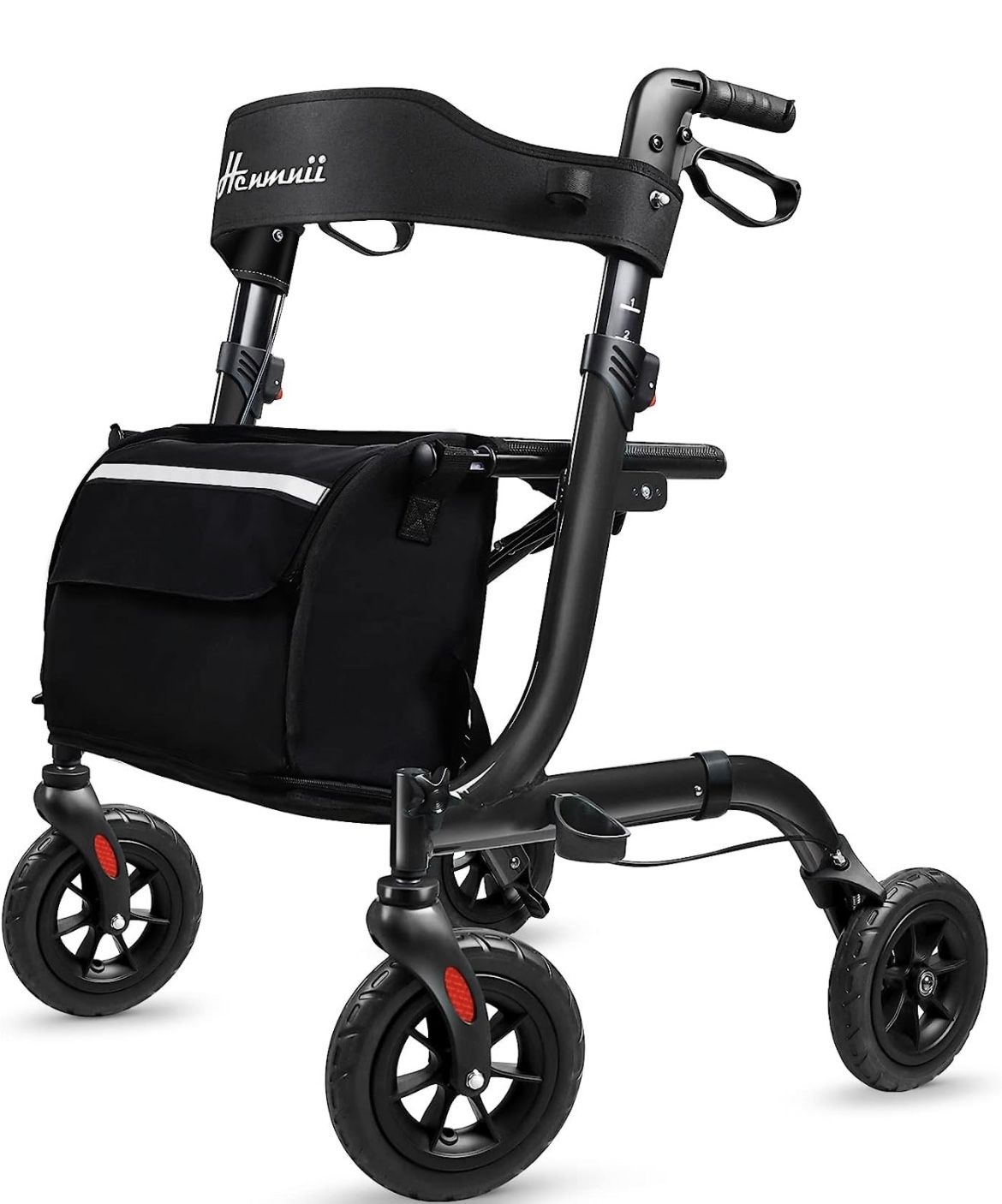 New Light weight:15 lb Rollator Walker for Seniors, Lightweight Foldable All Terrain Rolling Walker with seat, Aluminum Walkers with 8 inch Rubber Wh