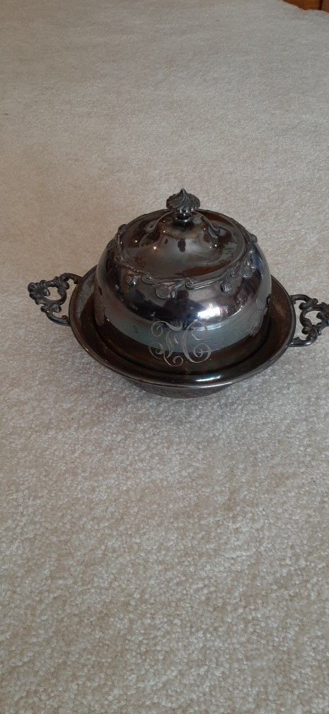 Vintage Poole Silver Co. Butter Dish #447