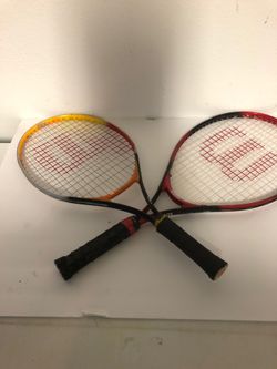 2 Wilson tennis/racket ball rackets in very good shape no broken strings