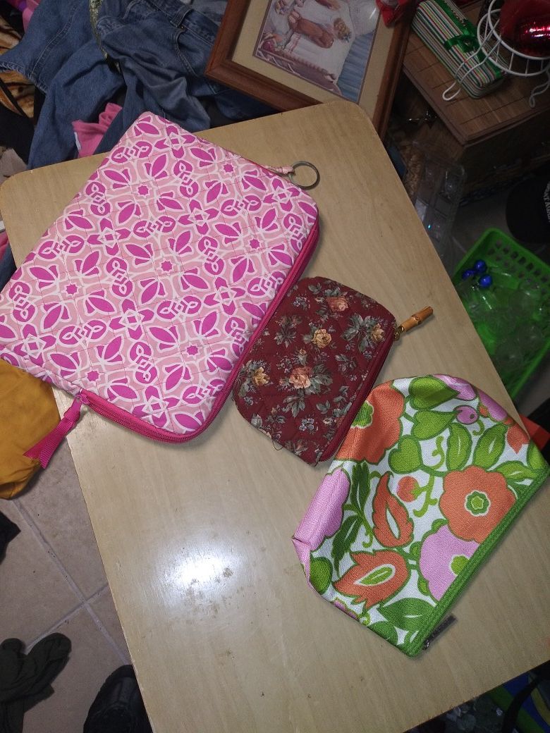 3 make up bags 3 small purse wristlet bags womens wallet