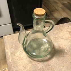 Vintage 1930’s Green Glass From Italy For Oil Or Vinegar 