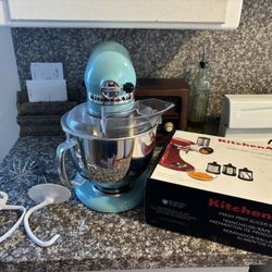 Turquoise KitchenAid Mixer w/ Attachments