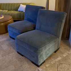 Pair of microfiber Cushioned Chairs - Blue