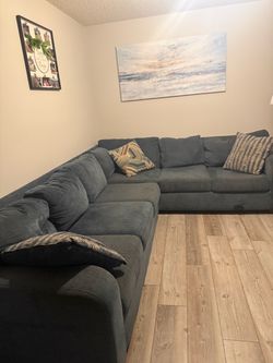 Large blue sectional sofa