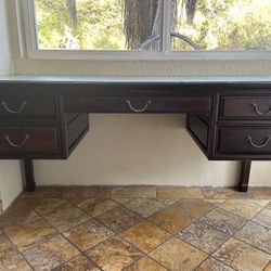 Original Handmade Oriental Vintage Solid Mahogany Wood Desk