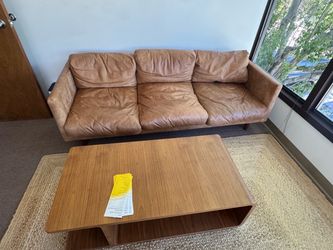 Brown Leather 3-Seat Sofa
