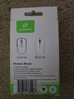 JITOPKEY M106 Wireless Mouse – 2.4GHz Optical with USB Receiver – New in Box