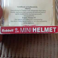 VA Tech Mini Helmet Autographed By Logan Thomas 