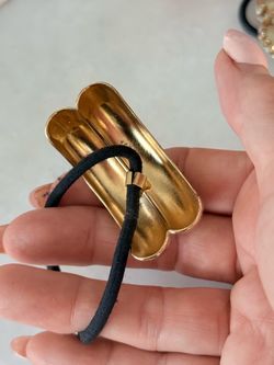 Gold-Tone Hair Clip with Black Elastic