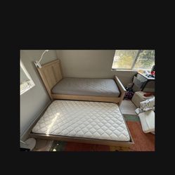 Crate And Barrel Twin Bed With Trundle And 2 Mattresses- Lightly Used