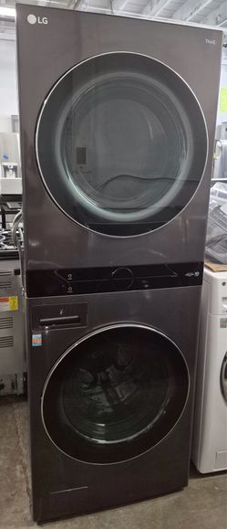 LG 4.5 C.u Ft.He Smart Front Load Washer and 7.4 Cu.Ft Electric Dryer Wash Tower