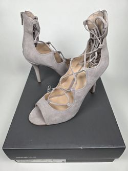Vince Camuto VC-Sandria Gray Suede Lace Up Stiletto Heels Women’s 8B