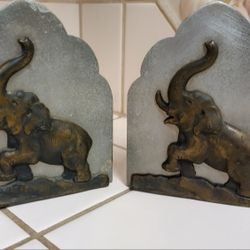 Antique Elephant Bookends 