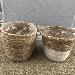 Two Small Baskets/pots-farmhouse Decor 