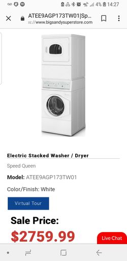 Speedqueen commercial stacked washer dryer