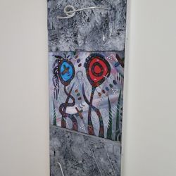 Modern David Scherer Abstract Mixed Media Art Signed 18x44