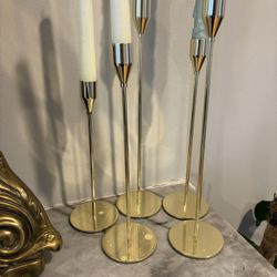 6 Gold Candle Sticks 