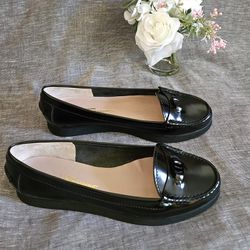 NDS Women's. Salvatore Ferragamo Black Patent Loafers Size 10 (MINT)