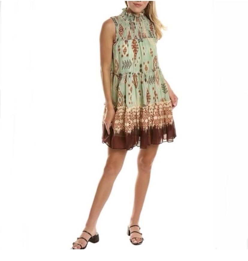 Brand new woman’s Taylor brand green smocked mini dress up for sale