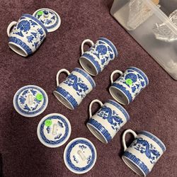 6!differnt Blue Chinese Tea Cups