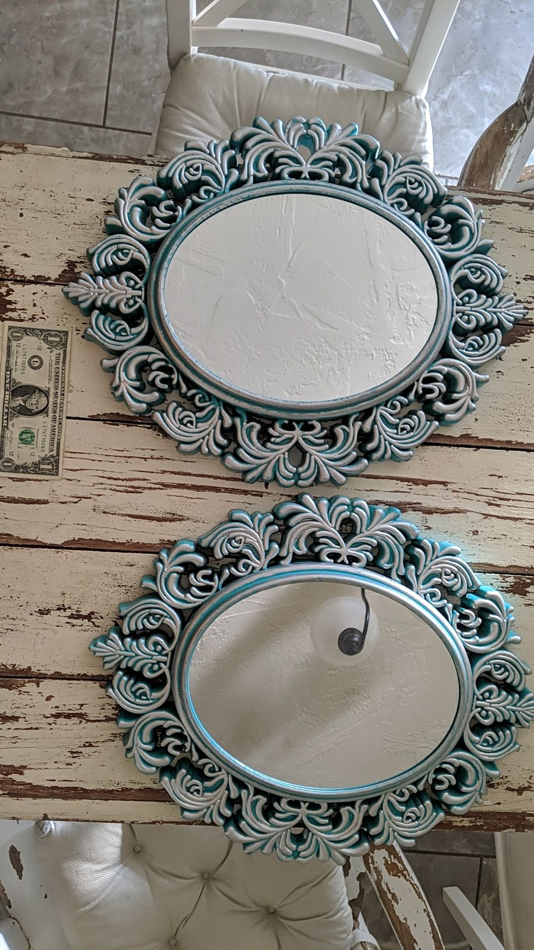 Oval, Turquoise Blue?, Decorative Mirrors (2)