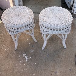 2 Vintage Wicker Stools
