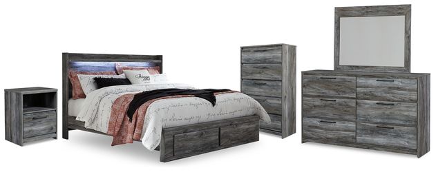 Baystorm Gray King Panel Storage Bed, Dresser, Mirror, Chest and Nightstand (Online Special Price)