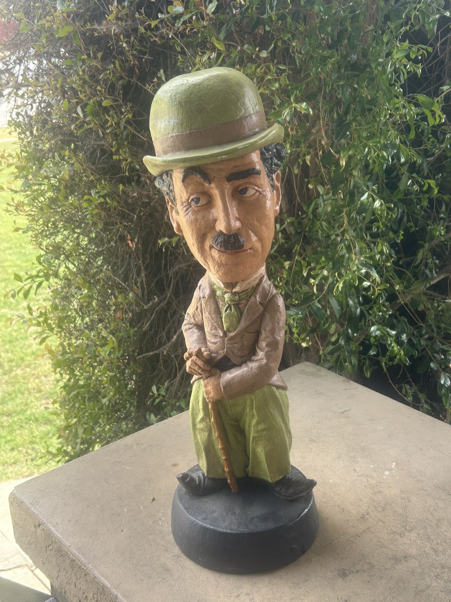 Modern Times; Vintage 1970s Heavy Chalkware Charlie Chaplain Statue: