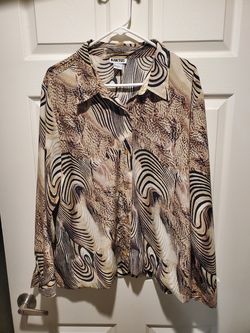 Vintage Kaktus Abstract Animal Print Blouse (size 2X)