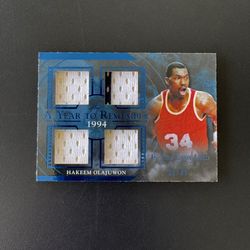 2020 Leaf Game Used Jersey Hakeem Olajuwon AYR-16 A Year to Remember - Navy Blue /35
