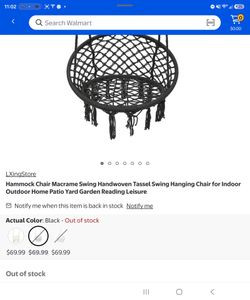Black Macrame Hammock Swing Chair