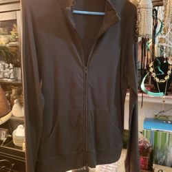 Ladies Large Green Jacket With Front Pockets 