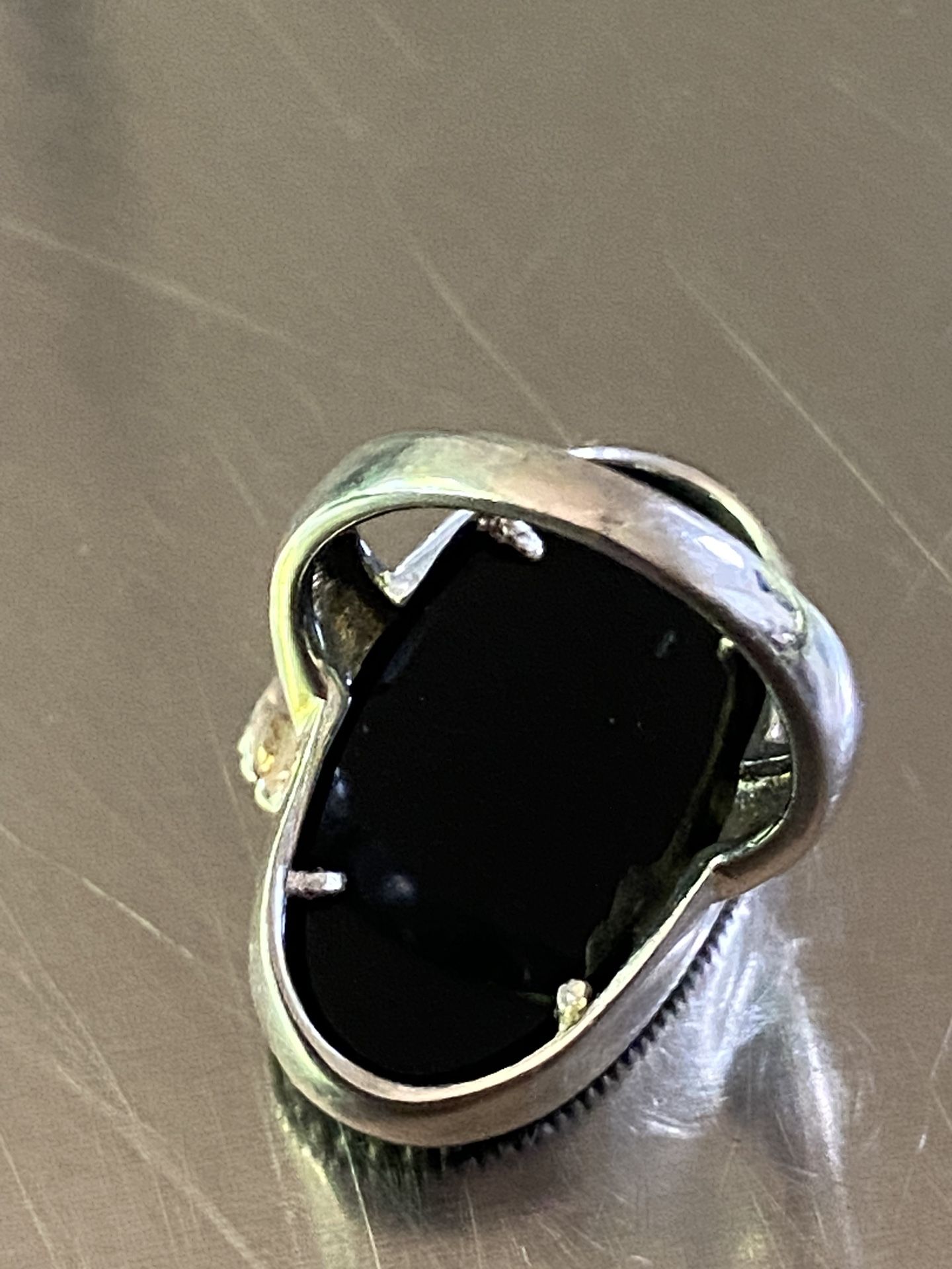 Vintage 925 BBJ Sterling Silver lady black stone Ring 5