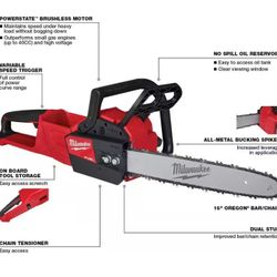 Milwaukee Chainsaw 16" Inch M18 FUEL Brushless Cordless 18 Volt Li-Ion 2727-20