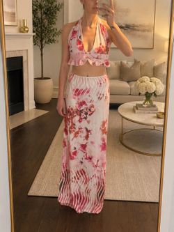 Floral Halter Top & Maxi Skirt Set – Size S | Resort / Vacation Two-Piece | Brand New